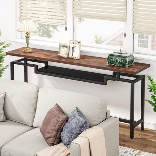 Κονσόλα Onole pakoworld σε καρυδί - μαύρο μέταλλο 180x35x82εκ 197-000294