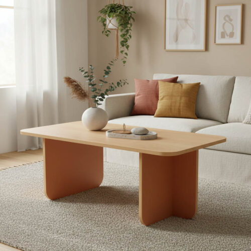 Τραπέζι Bοca pakoworld σε oak-κεραμιδί απόχρωση 100x60x42εκ 197-000312