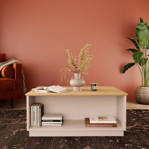 Τραπέζι Monik pakoworld σε oak-ανοιχτό γκρι απόχρωση 90x56x40εκ 197-000313