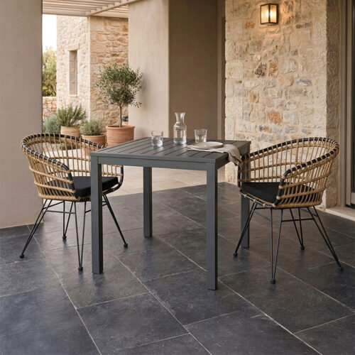 Τραπεζαρία Kliton-Naoki A σετ 3τεμ pakoworld ανθρακί αλουμίνιο και μέταλλο σε μαύρη απόχρωση 80x80x74εκ 200-000853