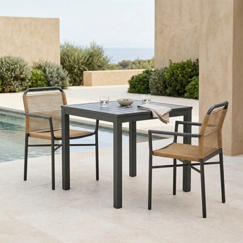 Τραπεζαρία Kliton-Clutch σετ 3τεμ pakoworld αλουμίνιο σε ανθρακί απόχρωση 80x80x74εκ 200-000863