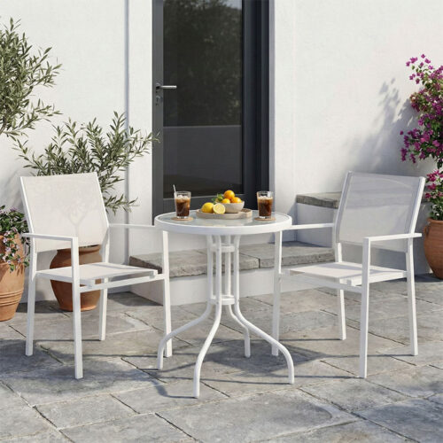 Τραπεζαρία Valor-Confidence B σετ 3τεμ pakoworld μέταλλο σε λευκή απόχρωση Φ60x70εκ 200-000919