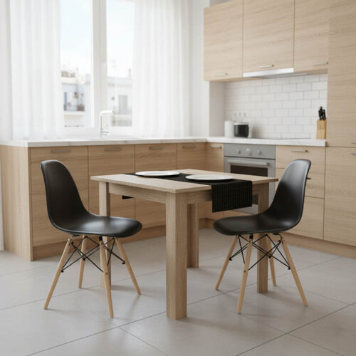 Τραπεζαρία Manka I-Julita pakoworld σετ 3τεμ σε sonoma-μαύρη απόχρωση 80x80x77εκ 200-001200