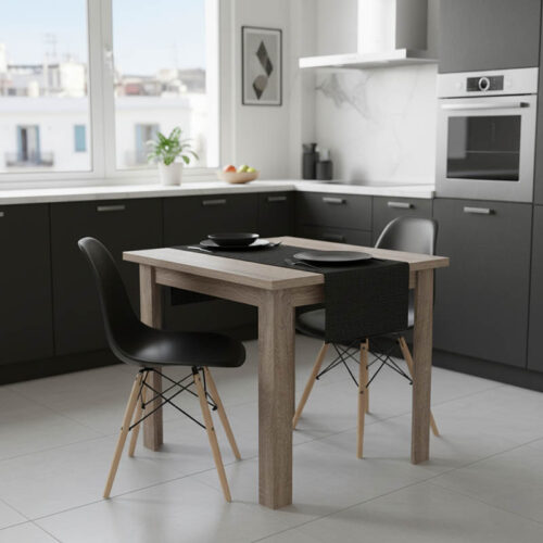 Τραπεζαρία Manka I-Julita pakoworld σετ 3τεμ σε sonoma truffle-μαύρη απόχρωση 80x80x77εκ 200-001201