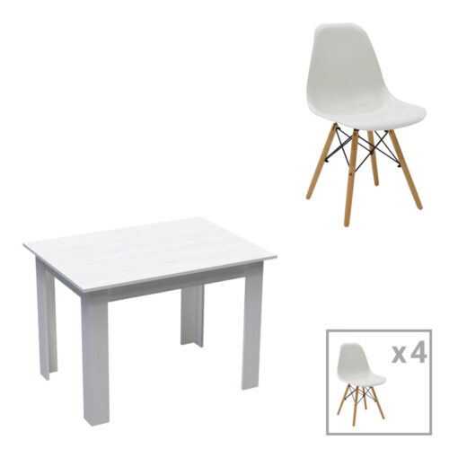 Τραπεζαρία Manka-Julita pakoworld σετ 5τεμ σε λευκή απόχρωση 110x80x77εκ 200-001248