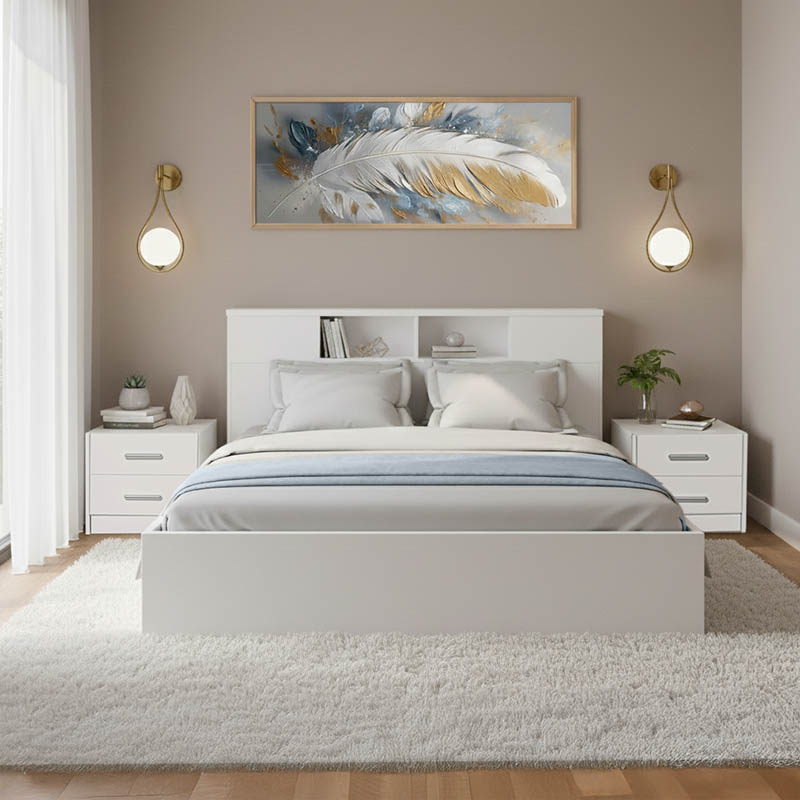 Σετ Κρεβατοκάμαρας Olympus White με Κρεβάτι 140x200εκ Σετ 3τεμ 200-001443