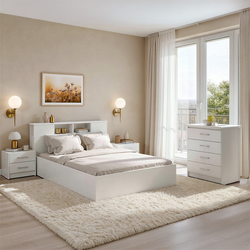 Σετ Κρεβατοκάμαρας Olympus White με Κρεβάτι 140x200εκ Σετ 4τεμ 200-001444