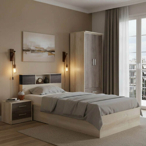 Σετ Κρεβατοκάμαρας Olympus Castillo Toro με Κρεβάτι 120x200εκ Σετ 3τεμ 200-001449