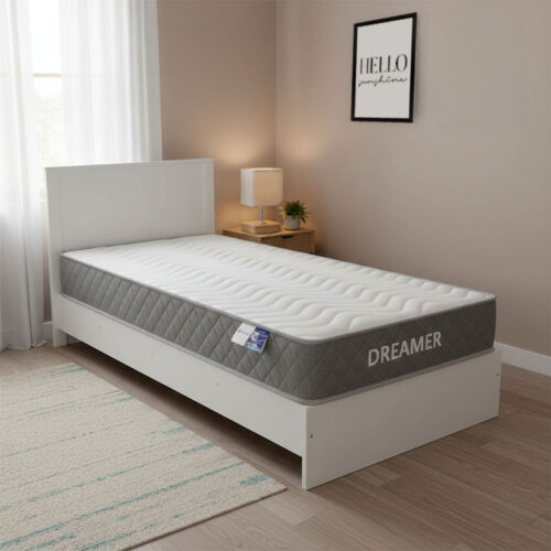 Κρεβάτι με στρώμα Athos-Dreamer pakoworld λευκό 90x190εκ 200-001454