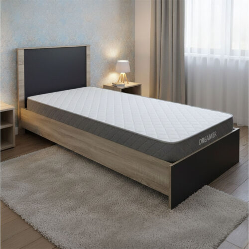 Κρεβάτι με στρώμα Athos-Dreamer pakoworld sonoma-ανθρακί 90x190εκ 200-001455