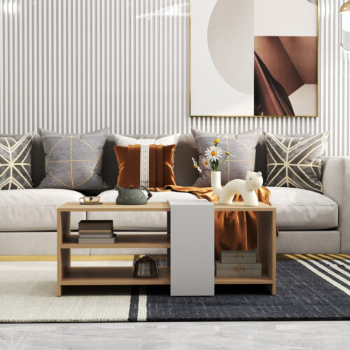 Τραπέζι σαλονιού Cozeto pakoworld σε φυσική-λευκή απόχρωση 100x53x41.5εκ 225-000067