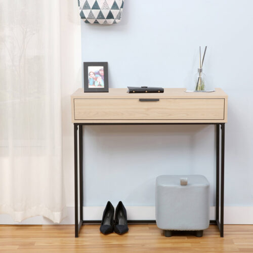 Κονσόλα Joumpa pakoworld με συρτάρι σε φυσική απόχρωση με μαύρο μέταλλο 80x28x76.5εκ 225-000073