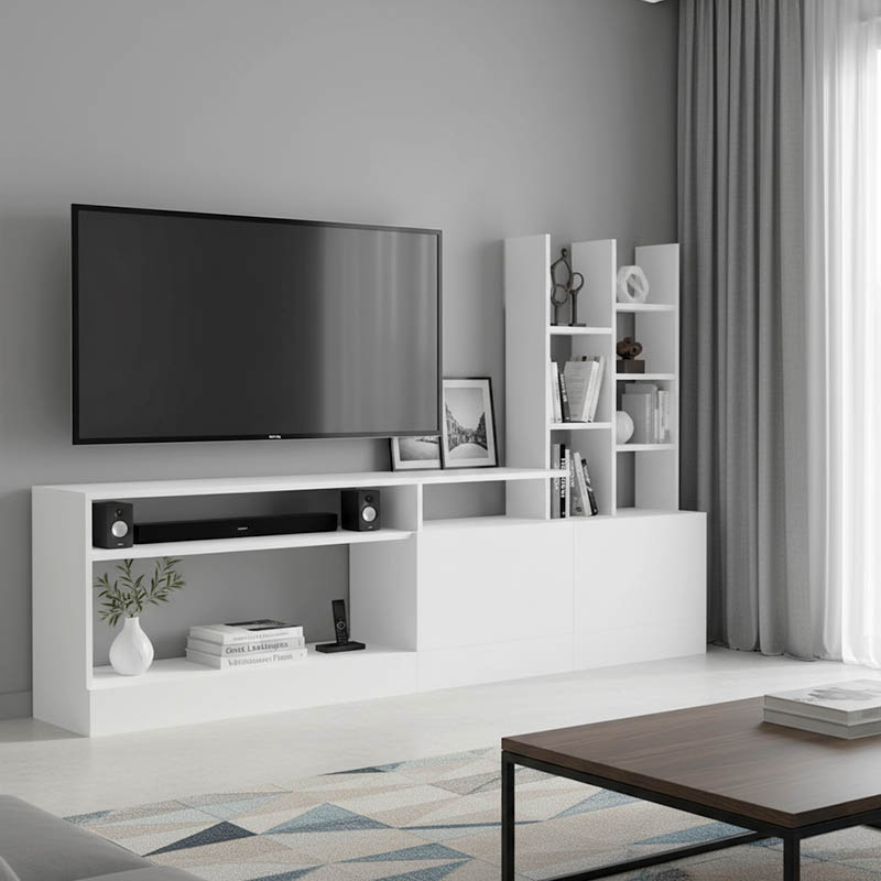 Σύνθετο σαλονιού Seruno pakoworld λευκό 170x25x100εκ 230-000067