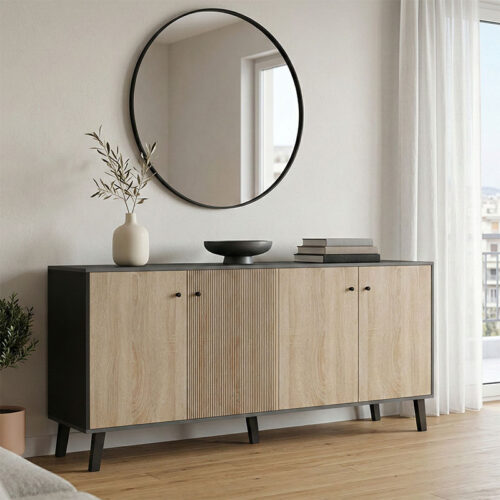 Μπουφές Tuscany pakoworld sonoma-ανθρακί 180x40x78.6εκ 230-000133