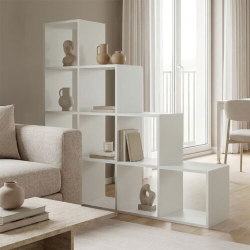 Βιβλιοθήκη Scala pakoworld λευκό 129.5x29x129.5εκ 230-000148