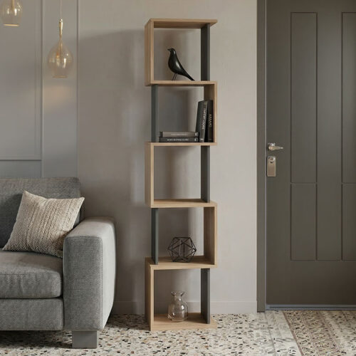 Βιβλιοθήκη Cubik pakoworld sonoma- ανθρακί 35x30x161εκ 230-000175