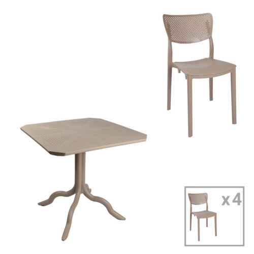 Τραπεζαρία Icon-Ignite pakoworld σετ 5τεμ PP σε cappuccino απόχρωση 253-000094