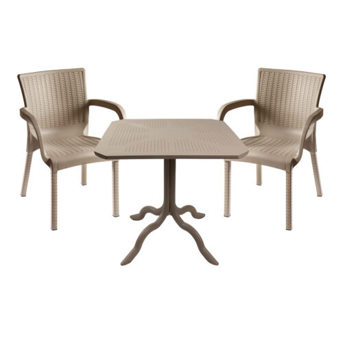 Τραπεζαρία Icon-Festive pakoworld σετ 3τεμ PP σε cappuccino απόχρωση 253-000100