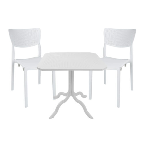 Τραπεζαρία Icon-Ignite pakoworld σετ 3τεμ PP σε λευκή απόχρωση 253-000106