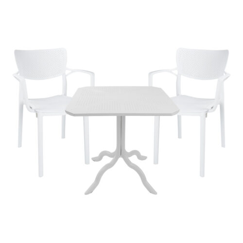 Τραπεζαρία Icon-Fontline pakoworld σετ 3τεμ PP σε λευκή απόχρωση 253-000108