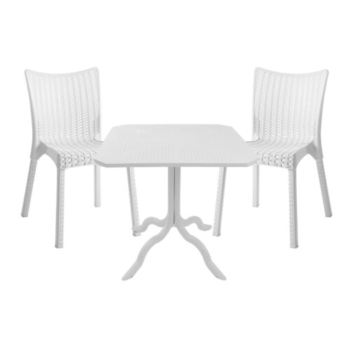 Τραπεζαρία Icon-Confident pakoworld σετ 3τεμ PP σε λευκή απόχρωση 253-000110