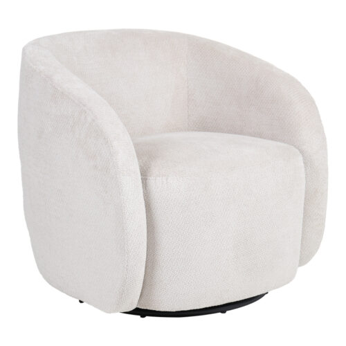 Πολυθρόνα Barrelo pakoworld περιστρεφόμενη με κρεμ ύφασμα 77x72x69εκ 255-000082