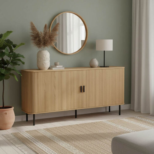 Μπουφές Scandi pakoworld MDF φυσικό με μεταλλικά μαύρα πόδια 170x45x80εκ 260-000005