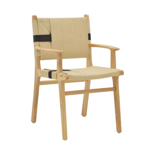 Πολυθρόνα Olivier pakoworld ξύλο οξιάς φυσικό μαύρο-έδρα φυσικό σχοινί 62x60x85εκ 263-000005