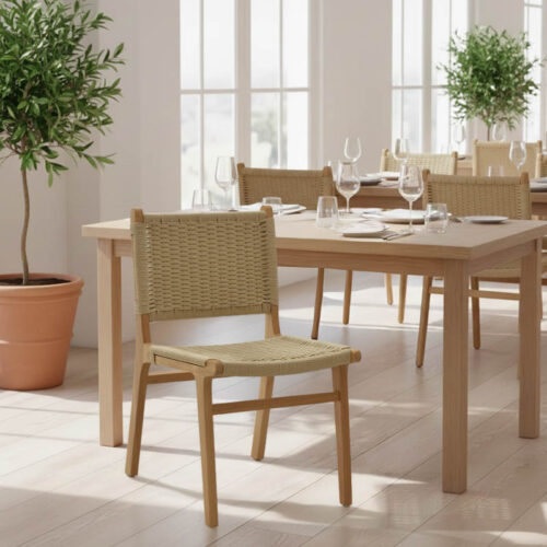 Καρέκλα Julien pakoworld rubberwood φυσικό-έδρα φυσικό σχοινί 61x54x85εκ 263-000007