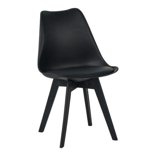 Καρέκλα Gaston I pakoworld PP-PU σε μαύρη απόχρωση 48.5x53.5x81.5εκ 271-000038