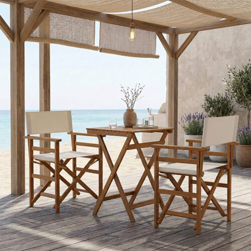 Τραπεζαρία Bistrual-Lazio pakoworld σετ 3τεμ πτυσσόμενο φυσικό μασίφ ξύλο ακακίας 50x50x70εκ 282-000055