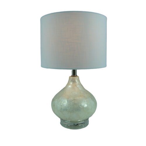 Επιτραπέζιο φωτιστικό Guidance Inart Ε27 λευκό γυαλί-λευκό ύφασμα Φ25x41εκ 300-000002