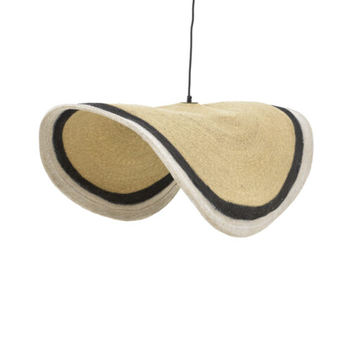 Φωτιστικό οροφής Hatchie Inart φυσικό-μαύρο-λευκό ψάθα-μέταλλο Φ100x133εκ 317-000002