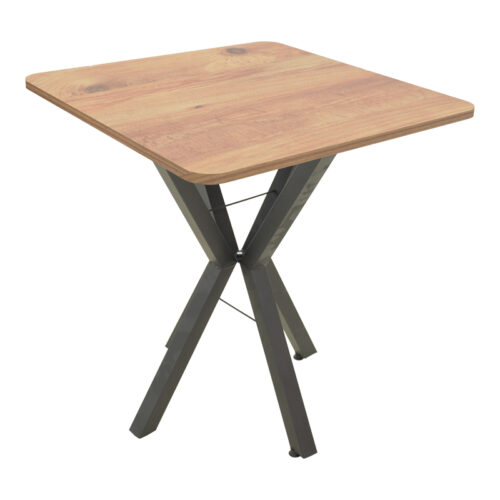 Τραπέζι Prestone pakoworld oak μελαμίνης-μαύρο μέταλλο 70x70x75εκ 321-000081