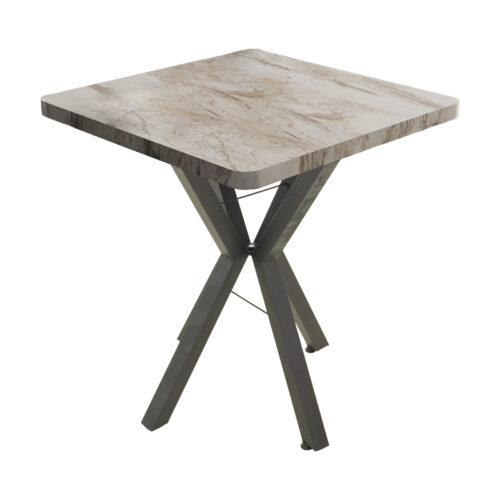 Τραπέζι Prestone pakoworld λευκό μαρμάρου μελαμίνης-μαύρο μέταλλο 70x70x75εκ 321-000083