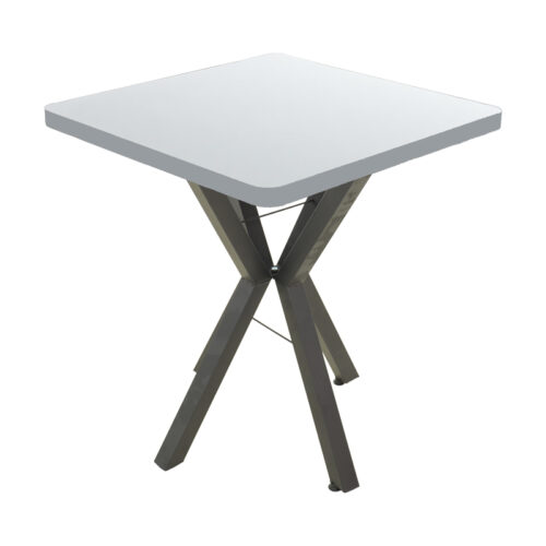 Τραπέζι Prestone pakoworld μελαμίνη σε λευκή απόχρωση και μαύρο μεταλλικό πόδι 70x70x75εκ 321-000094