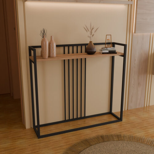 Κονσόλα Convida pakoworld oak με μαύρο μεταλλικό σκελετό 100x25x90εκ 321-000126
