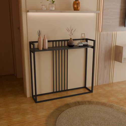 Κονσόλα Convida pakoworld ανθρακί με μαύρο μεταλλικό σκελετό 100x25x90εκ 321-000127