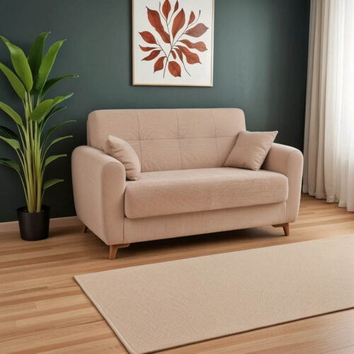 Καναπές-κρεβάτι με αποθηκευτικό χώρο διθέσιος Lincoln pakoworld μπεζ ύφασμα 165x75x85εκ 328-000019