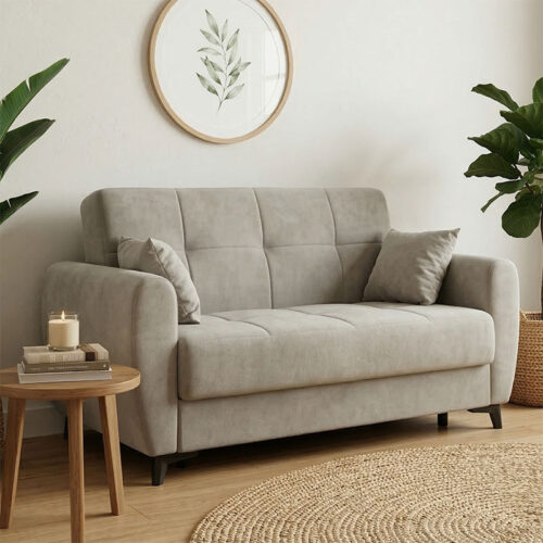 Καναπές-κρεβάτι με αποθηκευτικό χώρο διθέσιος Lincoln pakoworld γκρι-μπεζ ύφασμα 165x75x85εκ 328-000020