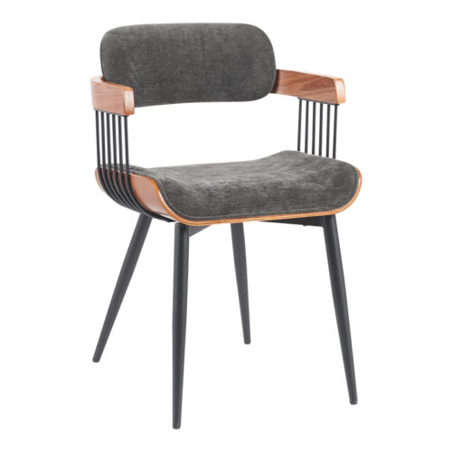 Πολυθρόνα Cameo pakoworld μέταλλο μαύρο-καρυδί ξύλο-ανθρακί ύφασμα 53x49.5x75.5εκ 332-000029