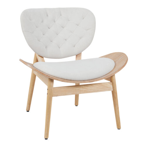 Πολυθρόνα Udalle pakoworld ξύλο σε φυσική απόχρωση με μπεζ ύφασμα 77x70x81εκ 332-000038