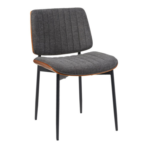 Καρέκλα Kathy pakoworld ξύλο σε καρυδί με γκρι ύφασμα 51x58x81εκ 332-000042