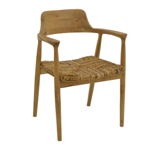 Πολυθρόνα Denverone pakoworld φυσικό teak ξύλο και ψάθα 57x54x79εκ 336-000006