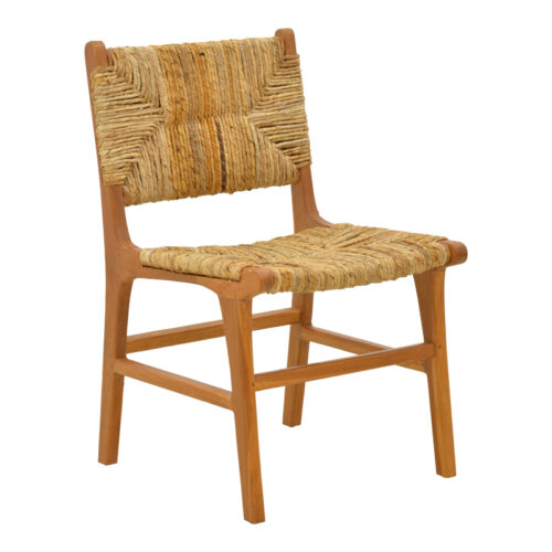 Καρέκλα Refane pakoworld σκελετός teak ξύλο με ψάθα σε φυσική απόχρωση 50x58x85εκ 336-000026