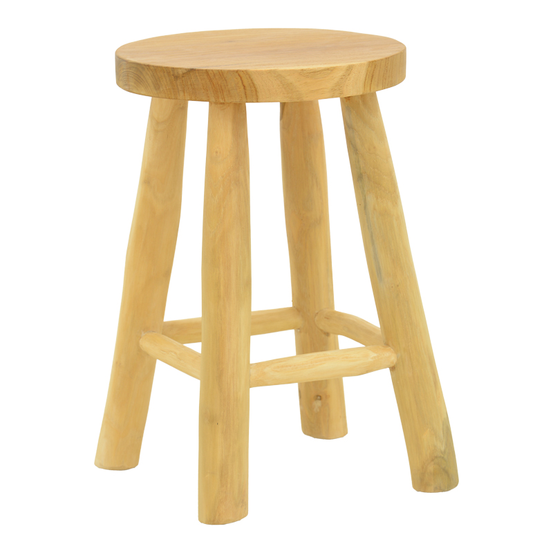 Σκαμπό Sega pakoworld teak ξύλο σε φυσική απόχρωση Φ30x45εκ 336-000029