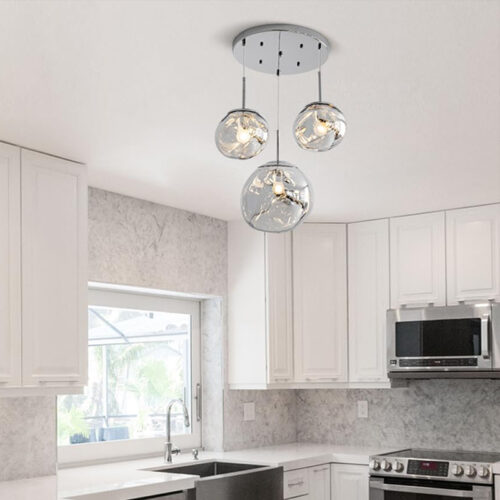 Φωτιστικό οροφής Dolcie pakoworld μέταλλο ασημί Φ20x100εκ 342-000138