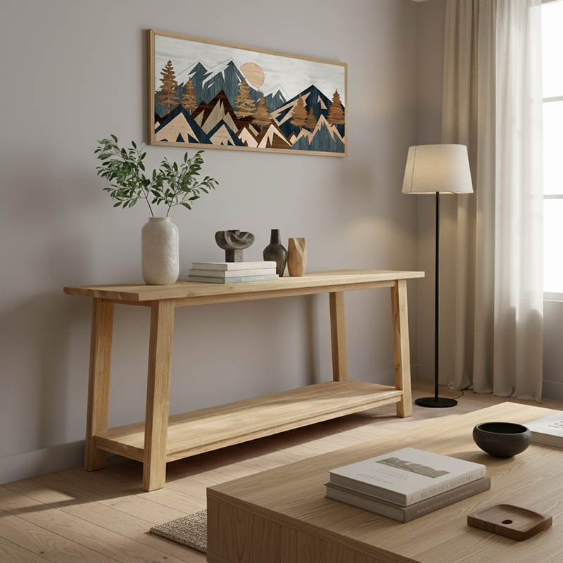 Κονσόλα Decoza pakoworld teak ξύλο σε φυσική απόχρωση 200x40x80εκ 343-000087