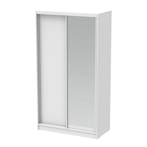 Ντουλάπα δίφυλλη συρόμενη με καθρέφτη Korredor pakoworld σε λευκή απόχρωση 120x60x220εκ 361-000048