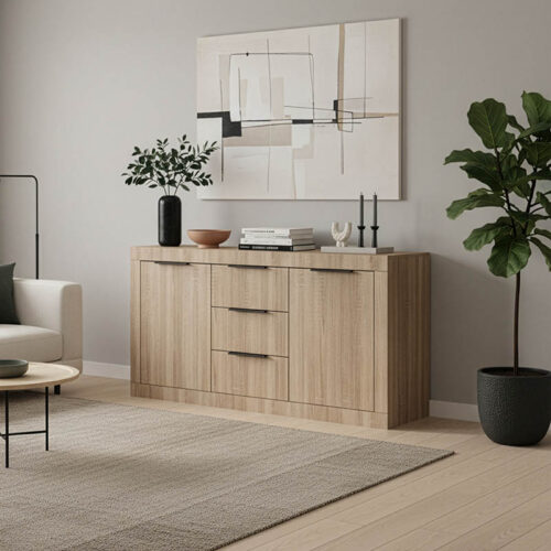 Μπουφές Doha pakoworld σε sonoma απόχρωση 150x45x80.5εκ 361-000100